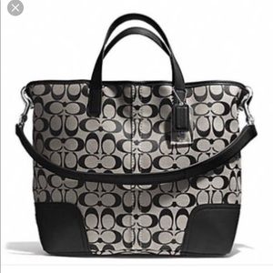 Coach Hadley black and grey signature duffle